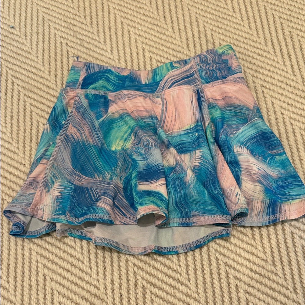 All in Motion Abstract Blue and Pink girls skort